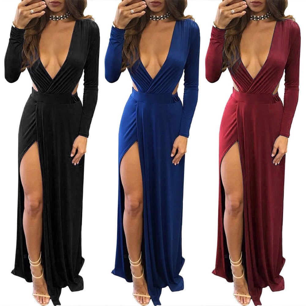 Long Sleeve Red Maxi Dress - Picture 4 of 4